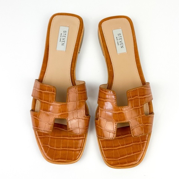 Steve Madden Shoes - Steve Madden Haydn Cognac Crocodile Sandals